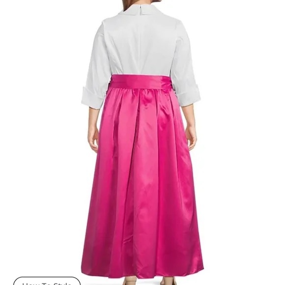 🩷Jessica Howard-  Collared V-Neck Tie Sash Ball Gown🩷 PRISTINE CONDITION🩷🩷🩷 - Picture 2 of 8